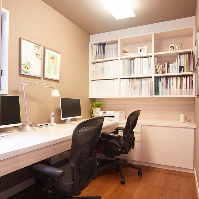 My Desk,本棚,3畳オフィス,オフィス,書斎スペース,書斎,アーロンチェア,書斎3畳 Riekoの部屋