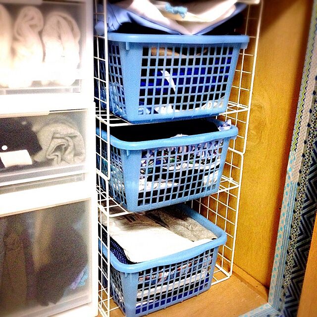 My Shelf,ワイヤーネット,洋服収納,100均,ブルー,DIY AOの部屋