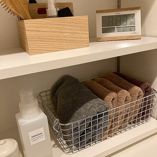 Bathroom,ナチュラルインテリア,ステンレスワイヤーバスケット,木製ツールボックス,無印良品,賃貸インテリア,すっきり暮らしたい Hiraの部屋