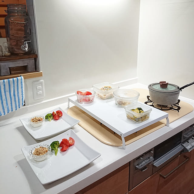 Kitchen,ナチュラル,ナチュラルインテリア,Ins→fevrier.aya,ナチュラル同盟♡,ひろまるコンロ,ガスレンジカバー,山崎実業 .aya.の部屋