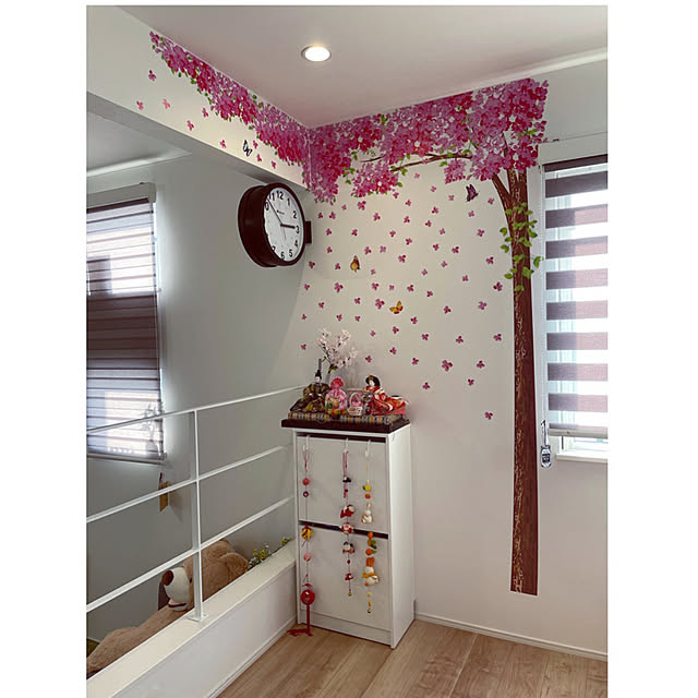 おうち時間,桜シール,もうすぐ春ですね,お部屋の雰囲気チェンジ,ウォールステッカー好き♡,ウォールステッカー,おうちでお花見,雛人形,ひなまつり,おひなさま♡,雛祭り2021,ひな祭り,On Walls m.m23の部屋