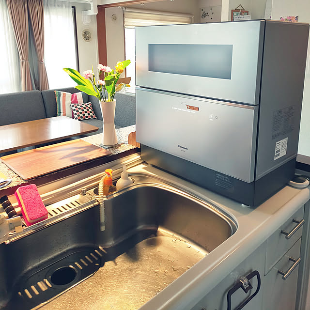 Kitchen,パナソニック食洗機,マンション暮らし,北欧,花のある暮らし,植物のある暮らし,フラワーベース chaco500の部屋