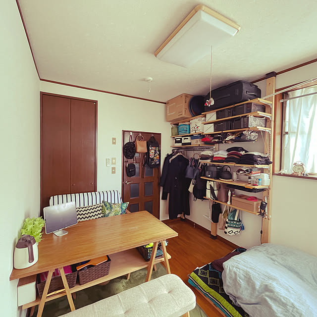 6畳1K,一人暮らし,狭い部屋,DIY,見せる収納,ディアウォール,Overview saの部屋
