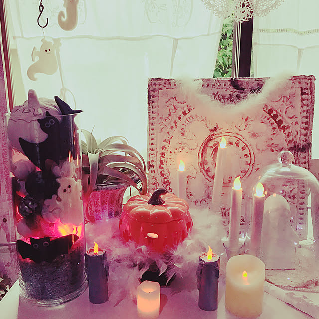 Entrance,ハロウィン準備中♡,トイレットペーパーの芯,10分でできる,ホワイトインテリア,DIY,LEDキャンドル,アンティーク風,手作り,フレンチシック,IKEA,ジュエリーライト,アンティーク,RC兵庫支部,ハンドメイド,兵庫支部,照明,リメイク,ダイソー,セリア,レース,イベント参加します♡ Makoの部屋