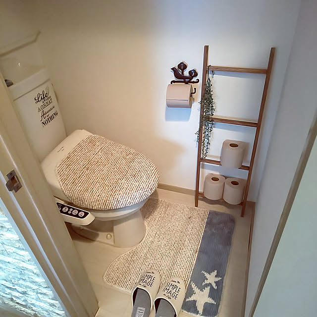 Bathroom,見せる収納,ボタニカルシャワー,ピュアブラウン,Hanataba,丸富製紙,賃貸,賃貸アパート,賃貸でも楽しく♪,1K,一人暮らし,DIY,ラダー,トイレットペーパー Ryoの部屋