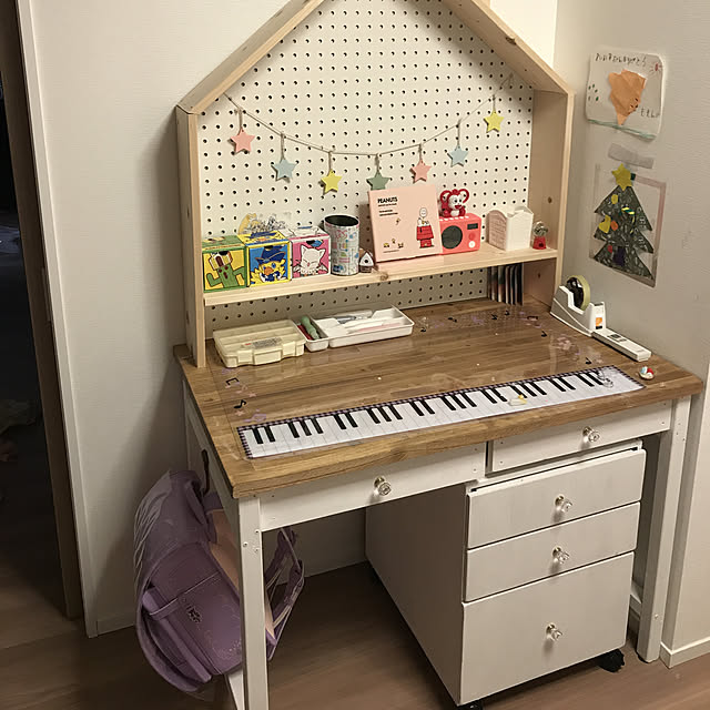 My Desk,手作り家具,ごちゃごちゃ机,ランドセル,学習机DIY,山善おうちすっきりラックモニター応募,DIY mihoreiaの部屋