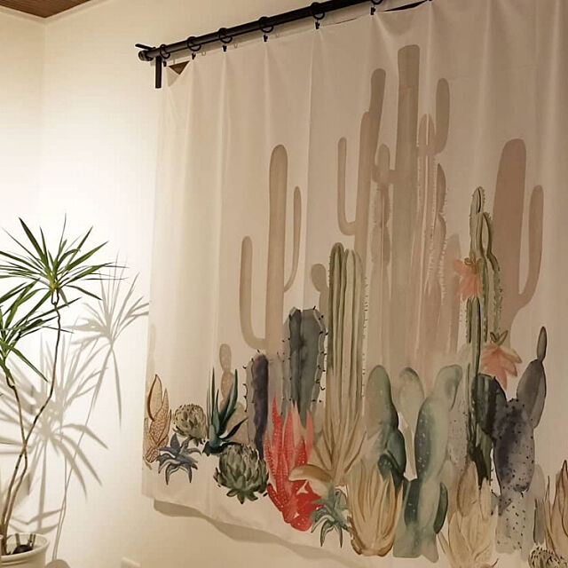 Bedroom,カーテン,タペストリー,イケア,IKEA,植物のある暮らし Miyoの部屋