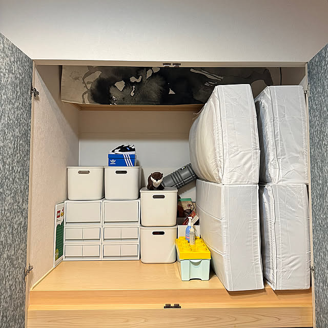 My Shelf,無印良品やわらかポリエチレンケース・大,無印良品ポリプロピレンケース・引出式深型,無印良品ポリプロピレンケース・引出式浅型,IKEAスクッブシリーズ,押し入れ整理,しゃれとんしゃあ会 porinの部屋