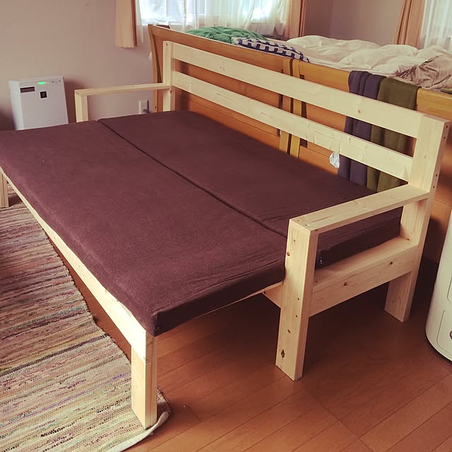 Bedroom,DIY,自作家具,マットレス,カインズホーム,ソファベッド,こどもと暮らす,夫婦でDIY,ツーバイ材 Tomokoの部屋