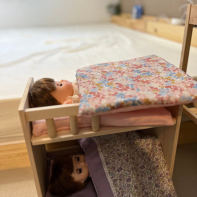 Bedroom,レミン&ソラン,2段ベッドDIY,お人形用2段ベッドを作ってみました^ ^,寝室インテリア,ダイソー木材,お人形用お布団 tomoの部屋