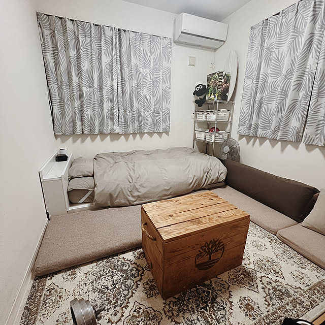 Bedroom,模様替え中,ベージュインテリア,三男の部屋,かご収納,子ども部屋,おうちをキレイに保つ習慣,ソファーベッド,ローソファー,ローソファ,ニトリの敷きパッド,ニトリ puritan_rの部屋