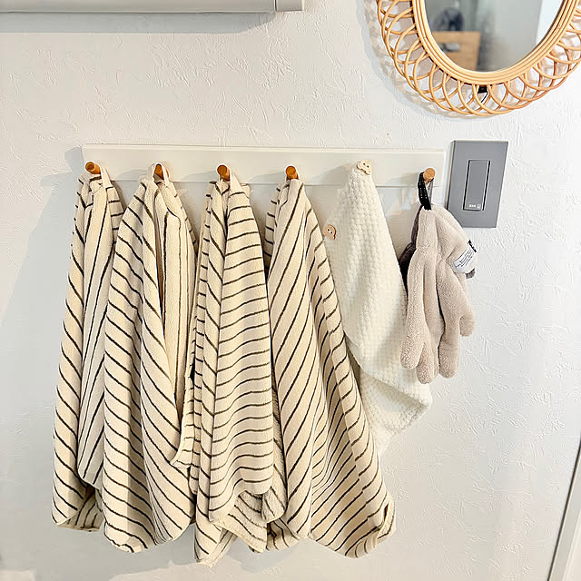 Bathroom,tosca,吊るす収納,壁面収納,バスタオル収納,バスタオル,既出ネタですみません。,洗濯機まわりの収納 Minteaの部屋