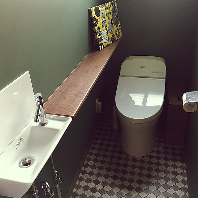 タイル調フローリング,マリメッコパネル自作,トイレカウンター,十人十家,トイレ,TOTO,Bathroom,トイレのインテリア,このカラーが好き tyutaの部屋
