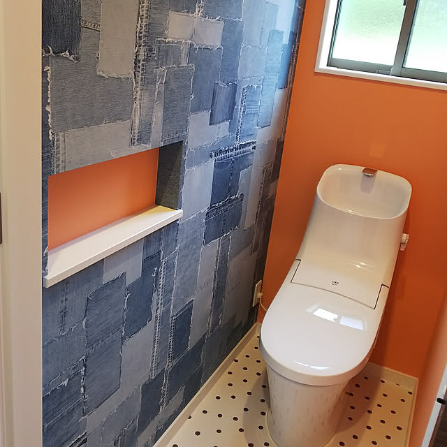 Bathroom,ニッチ,デニム,アイフルホーム,新築,LIXIL,ブルーの壁紙 htnの部屋