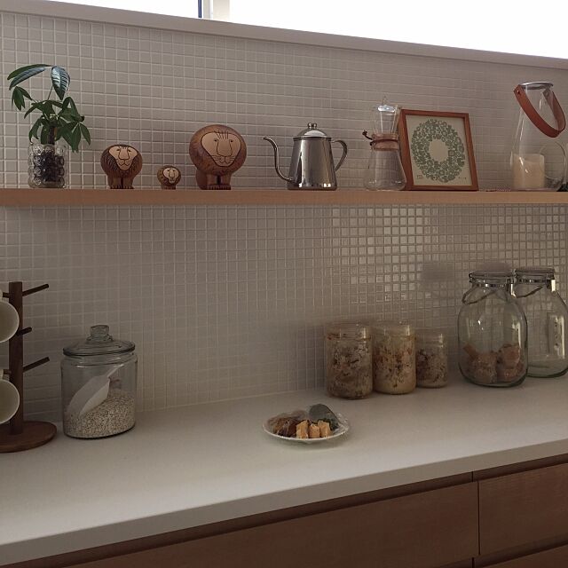 My Shelf,キッチン＆テーブルウェア,北欧,タイル壁,ホルムガード,ケメックス,リサラーソンライオン,植物 mekichinの部屋