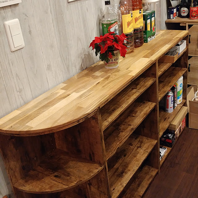 Kitchen,DIY,見せる収納,カラボ,ニトリ,サイドボード,男前インテリア,男前化計画,簡単DIY,アカシヤ,天板,アカシヤ天板 kentamaの部屋