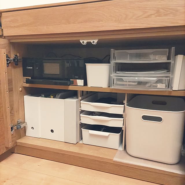 My Shelf,いつもいいねありがとうございます♡,建売だけどオシャレハウスを目指します！,縦長のおうち,DIY棚,DIY,DIY好き,高野木工,無印良品,セリア,セリアでDIY,セリアで収納,ニトリ,プリンター置き場 HELLO751の部屋