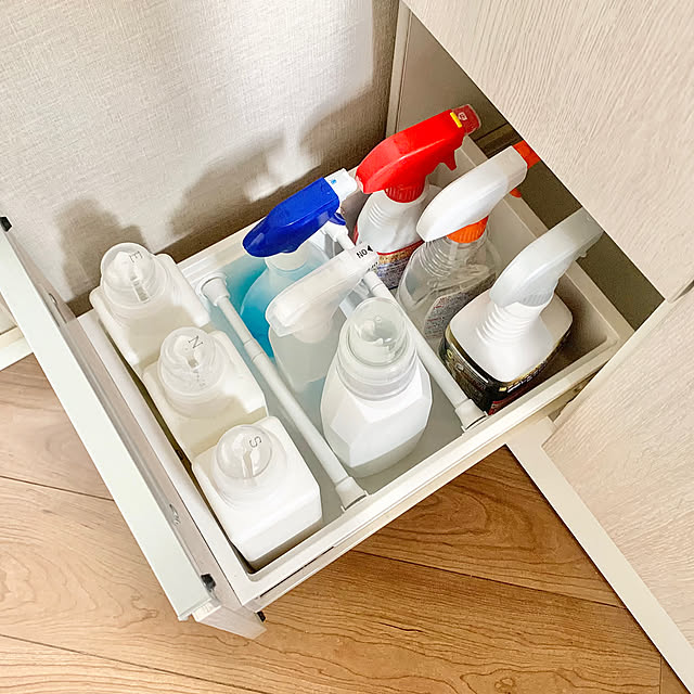 ニトリ,収納BOX,洗面台下収納,見て頂きありがとうございます⑅︎◡̈︎*,丁寧な暮らしを心がけて,スッキリ暮らしたい,収縮フリーラック,Bathroom nonp--yの部屋