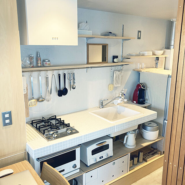 Kitchen,バルミューダ,無印良品,ナチュラル,DIY,一人暮らし,100均,ケトル puresoulの部屋