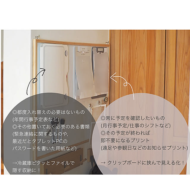 ニトリ,ホワイトボード,書類整理,セリア,クリップボード,冷蔵庫ピタッとファイル,On Walls puu.tuuliの部屋