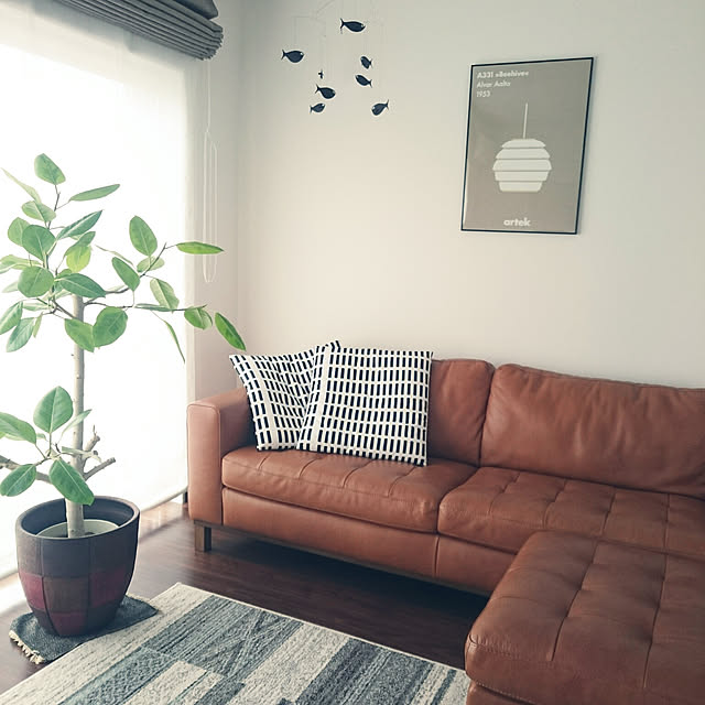 Lounge,モビール,北欧,北欧インテリア,NO GREEN NO LIFE,フレンステッドモビール,ソファ,座布団,シエナ,artek,額,観葉植物,ラグ,エコカラット・モニター応募 shimayaの部屋