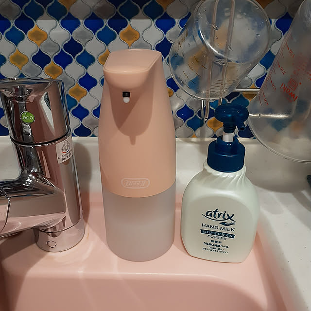 Kitchen,RoomClipショッピング,冬のお買いもの応援フェス第3弾,Toffy,オートソープディスペンサー,いつもいいねありがとうございます♡,人大キッチン,トクラス キッチン,ピンクのシンク kaede617の部屋