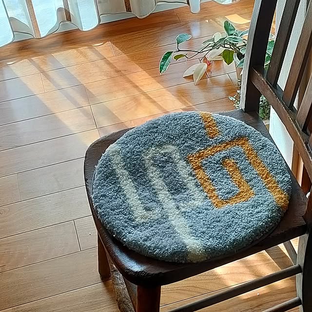 On Walls,2024.3.9,ハンドメイド,パンチニードル,椅子敷き,洗濯ネット活用,直径35㎝ hana-の部屋