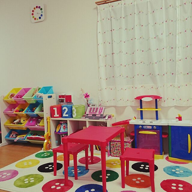 Overview,こどもと暮らす。,子供部屋　,IKEA,子供部屋はカラフル,トイザらス,ニトリカーテン,おもちゃ収納 fucoの部屋