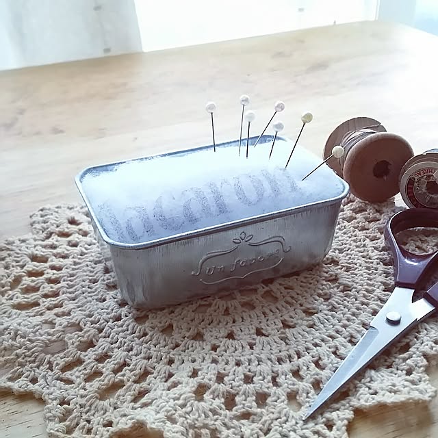 10分でできる,しただけ,ブリキ缶,レンジフードフィルター,ピンクッション,手芸用品 nonの部屋