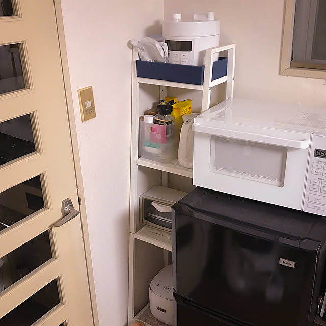 電気ケトル,siroca,トースター,炊飯器,キッチン家電,キッチン収納,IKEA,一人暮らし,狭い部屋,1k 1人暮らし女性,無印良品,Kitchen,狭いキッチン,シェルフユニット,シンプル,IKEAキッチン ti-saiの部屋