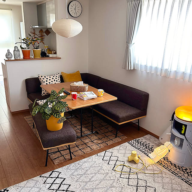 ダイニングセット,食器,IKEA,間接照明,unico,ペンダントライト,journal standard Furniture,いいね、フォロー本当に感謝です♡,イケヒコ,マグカップ,ダイニング,クッション,ラグ,カラフルインテリア,マリメッコ,Overview bubueの部屋