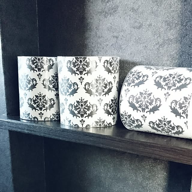 Bathroom,DIY,モノトーン,ペーパーホルダー,白黒,ダマスク柄,セリア,モダン,トイレ,ニッチ mocochanの部屋