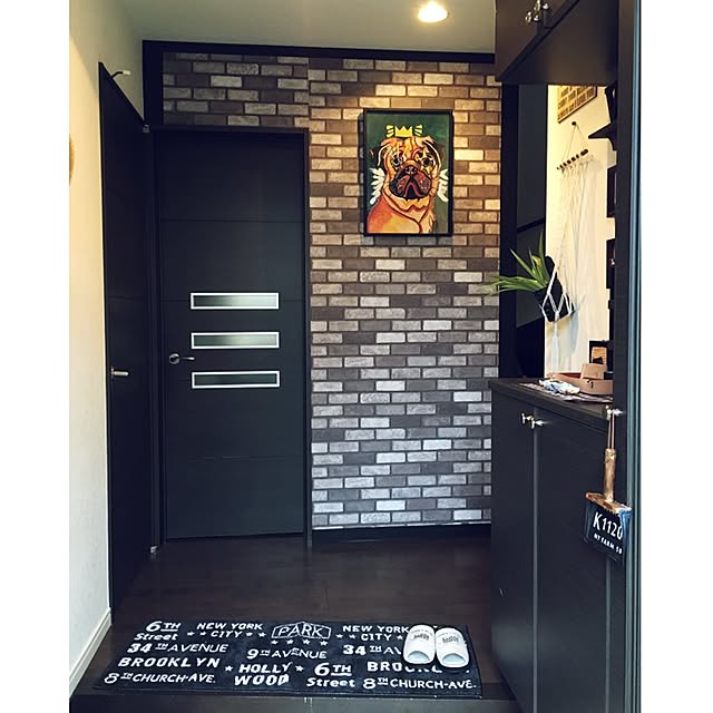 Entrance,しまむらのキッチンマット,rinsさん,男前めざしたい,玄関マット新調しました,yupinokoさんの作品,フェイクグリーン,いなざうるす屋さん,mtマスキングテープ Aoriの部屋