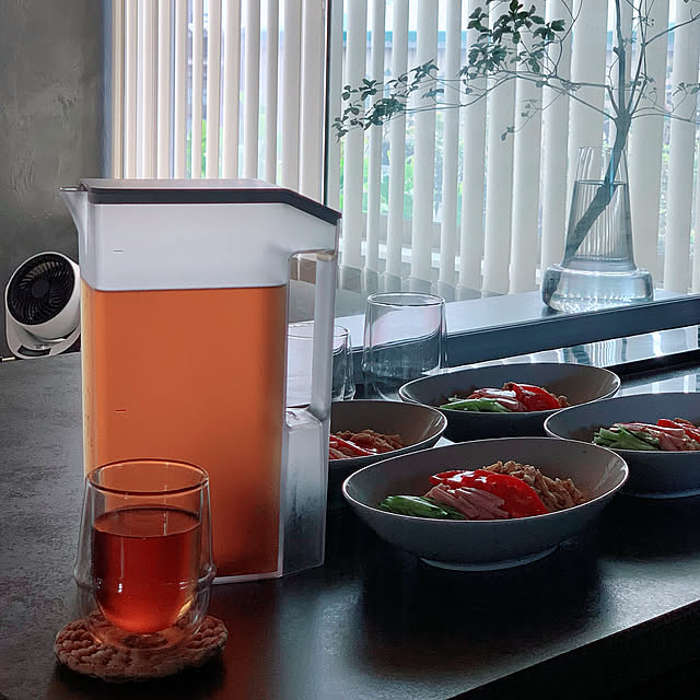 Kitchen,ダブルウォールグラス,KINTO,夏,サーキュレーター,スリム冷水筒,tower,ピッチャー,LIXIL,リシェルSI,冷やし中華 ntayの部屋