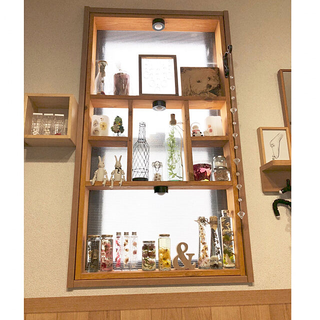 ハーバリウム,自作棚,窓枠DIY,ディスプレイコーナー,My Shelf CoffeeHouseの部屋