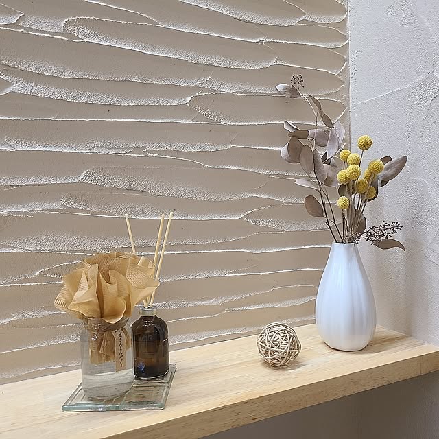 Bathroom,リメイク,コーヒーフィルター,コーヒーフィルター大容,塗り壁,加湿器代わり,空き瓶リメイク,ドライフラワーのある暮らし,ペーパーフラワー,簡単リメイク,見た目はアレですが…,花びら風 Rubiconの部屋