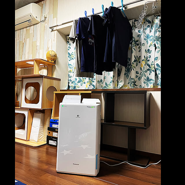 梅雨やだね,衣類乾燥除湿機,Panasonic,湿気対策,On Walls,エコナビ,ニオイ対策,除湿,結露予防,部屋干し消臭 sirasu.nの部屋