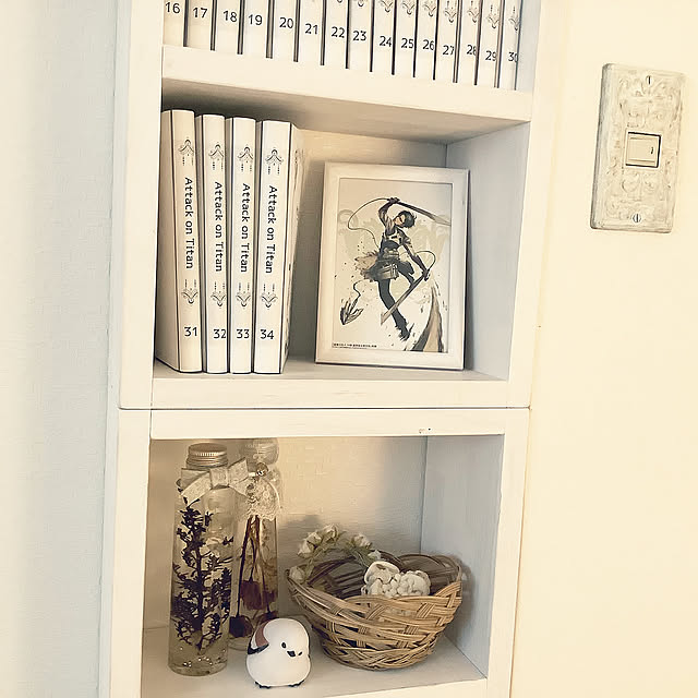 本棚,シャビーシック,ホワイト,アンティーク,ホワイトインテリア,ブックカバー,My Shelf souyaの部屋