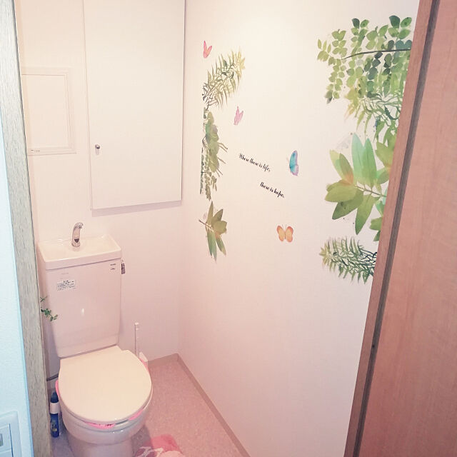 Bathroom,ニトリ,DIY,ウォールステッカー,観葉植物,ナチュラル,フェイクグリーン annkomochiの部屋