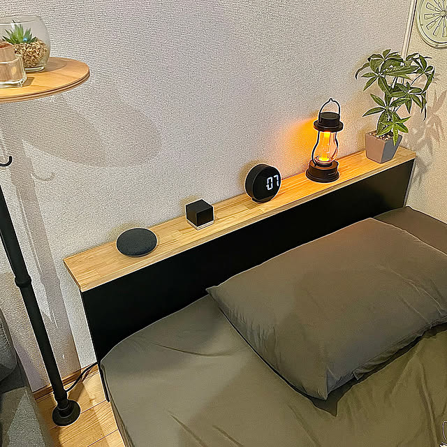 Bedroom,観葉植物,ナチュラル,ベッド,DIY,一人暮らし,フェイクグリーン,ベッド周り,ナチュラルモダン,ベッドDIY,1k8畳,楽天ルームはプロフィールから,ナチュラルモダンインテリア,楽天ルームに載せてます,1K 1人暮らし,シンプルインテリア shimon_421_の部屋