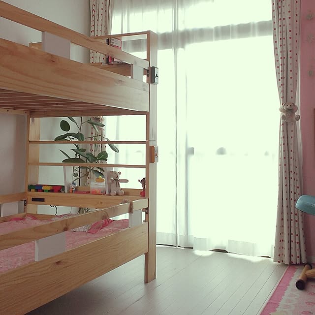 Bedroom,ニトリ,こども部屋,セルフリフォーム,二段ベッド,学習机,グリーンのある暮らし,ペンキ壁,壁紙屋本舗 shion825の部屋