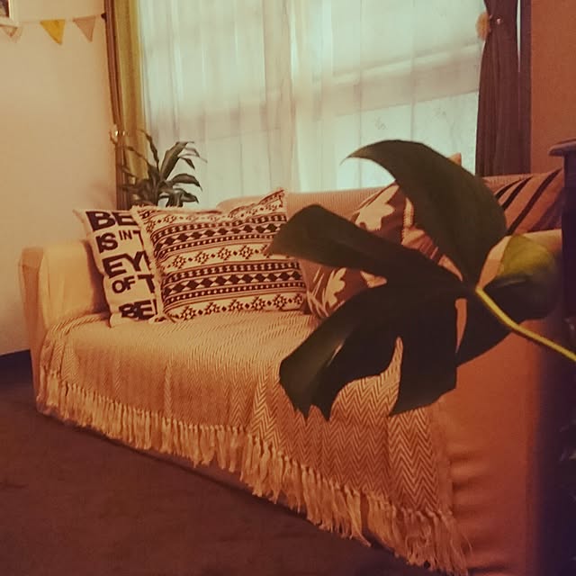 Lounge,いつもいいねありがとうございます♡,子供と暮らす。,賃貸でも楽しく♪,観葉植物,ローソファー,狭いリビング,間接照明,IKEA,フランフラン クッションカバー,ニトリのクッションカバー muy.の部屋