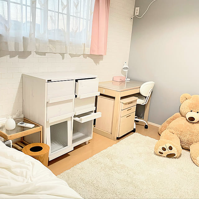 本棚,夏のスペシャルクーポン,RoomClipショッピング,子供部屋,ニトリ,壁紙屋本舗,グレー,コストコくま,Overview Riiの部屋