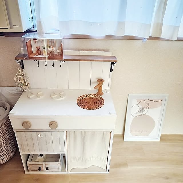 My Shelf,子どもと暮らす,賃貸でも楽しく♪,賃貸,プチプラインテリア,賃貸インテリア,ナチュラルインテリア,おままごとキッチン,おままごとキッチンDIY,カラーボックスリメイク,子供部屋,廃材DIY,夏 pinonの部屋