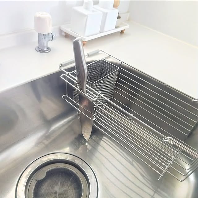 Kitchen,キッチンツール,一人暮らし,マンション,2LDK,無印良品,無印良品シンクバスケット,セリア,包丁ホルダー,2026.4.13 YuriYuriの部屋