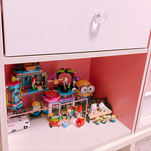My Shelf,お気に入り,シルバニアファミリー,ピンク,生活感,パステルカラー,トミカ,ミニオン,LEGO,雑貨,ミニチュア,無印良品,すきなもの♡,1DK churaの部屋