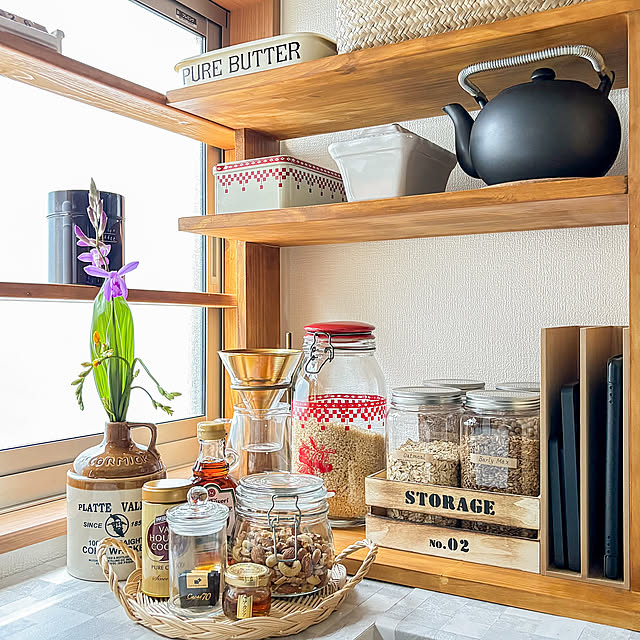 My Shelf,穀物と豆類の収納キャニスター,DAISOダイソー,無印良品,キッチンカウンター,古民家暮らし,心地よい暮らし,すっきりと暮らす,人生は一生学び,美しく暮らしたい,仙人のように暮らしたい,市中の山居,キッチンスケール,Amazon Fire HD8 faunの部屋