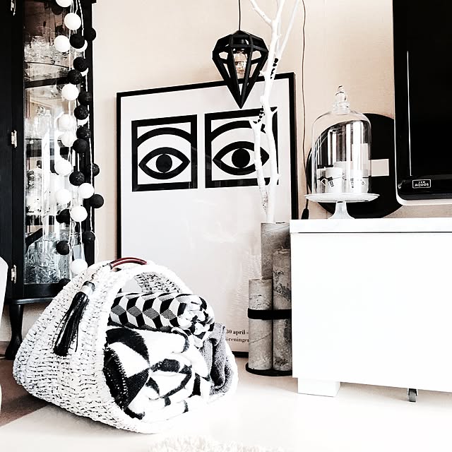 Lounge,白黒,モノトーン,White,ZARA HOME,バスケットかご,DIY yoshiの部屋