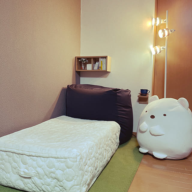 パルスオキシメーター,血圧計も有る,体温計収納,部屋のすみっこ,すみっこぐらし,ニトリのフロアマット,ニトリのフロアランプ,体にフィットするソファ,無印良品 壁につけられる家具,旭川クラフト,Bedroom torichanの部屋