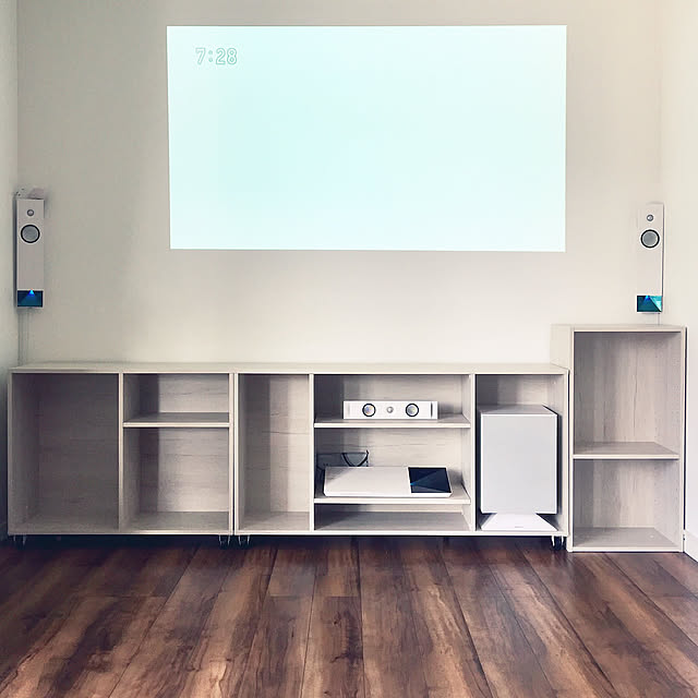 SONY,スピーカーシステム,ホームシアター,テレビボード,カラーボックス,カラボ,ニトリ2019Nクリックモニター,Nクリック,ニトリ,白でスッキリ,インスタshiratama.1228,Lounge shiratamaの部屋